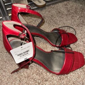 Worthington Red High Heeled Sandals with Ankle Strap